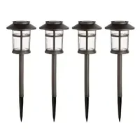 Hampton Bay Duncan 10 Lumen Bronze LED Weather Resistant Outdoor Solar Path Light with Plastic Lens (4-Pack)
